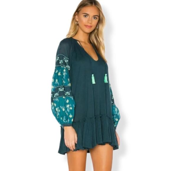 Free People Mix it up Green Tunic Dress XS - Picture 1 of 8